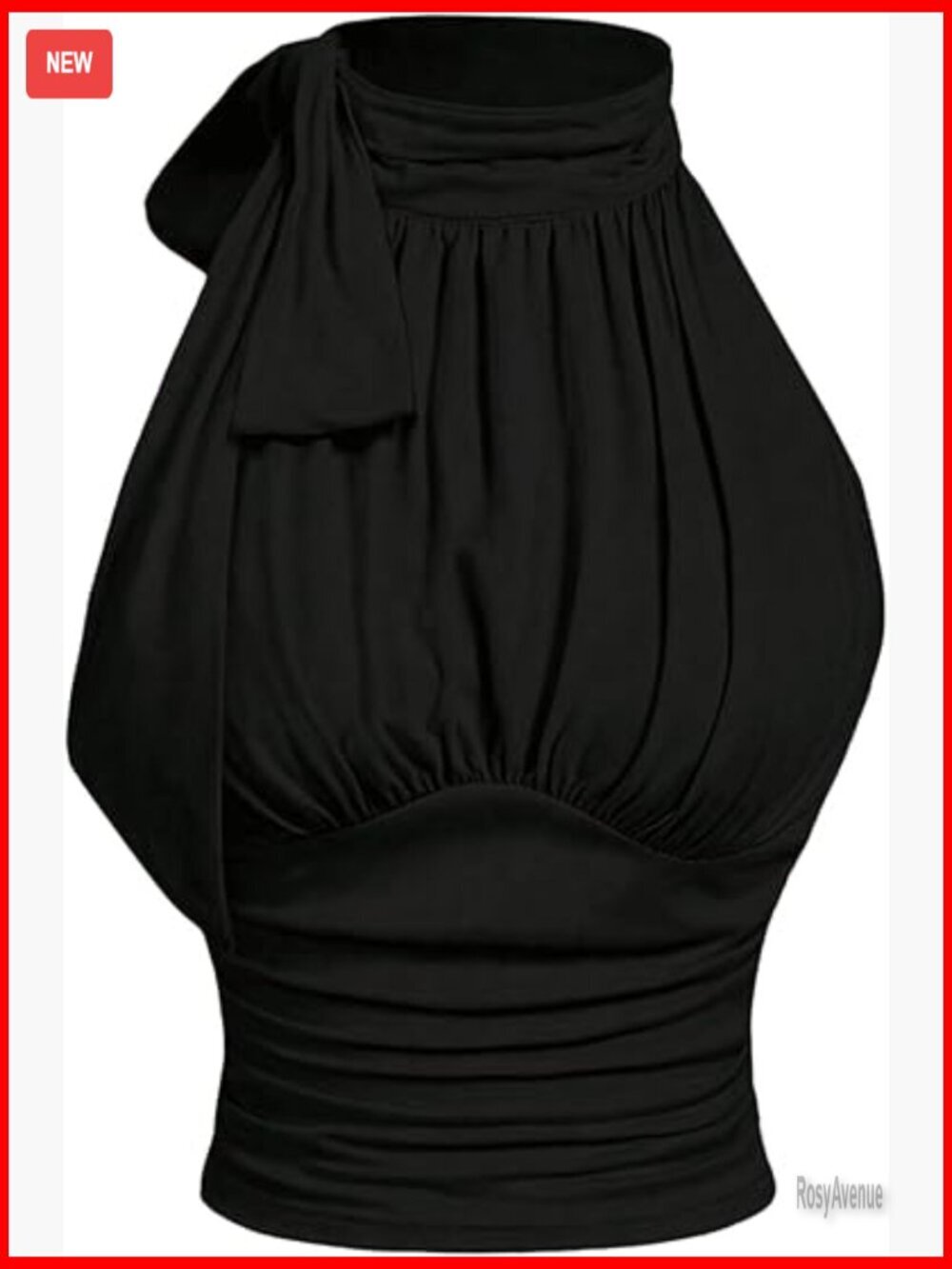 Tie Neck Tank Top Sleeveless Mock Neck Slim Fit Ruched Elegant Business Casual